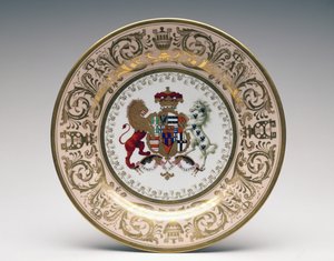 Stowe Serviceのプレート、Worcester Porcelain、Flight、Barr and Barr製、1813年（ソフトペースト磁器）